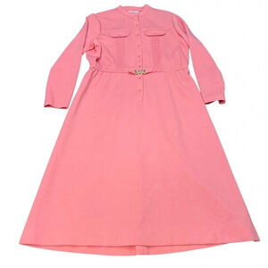 Cheekaberry Vintage Coral Pleated Pocket‎ Belted Dress